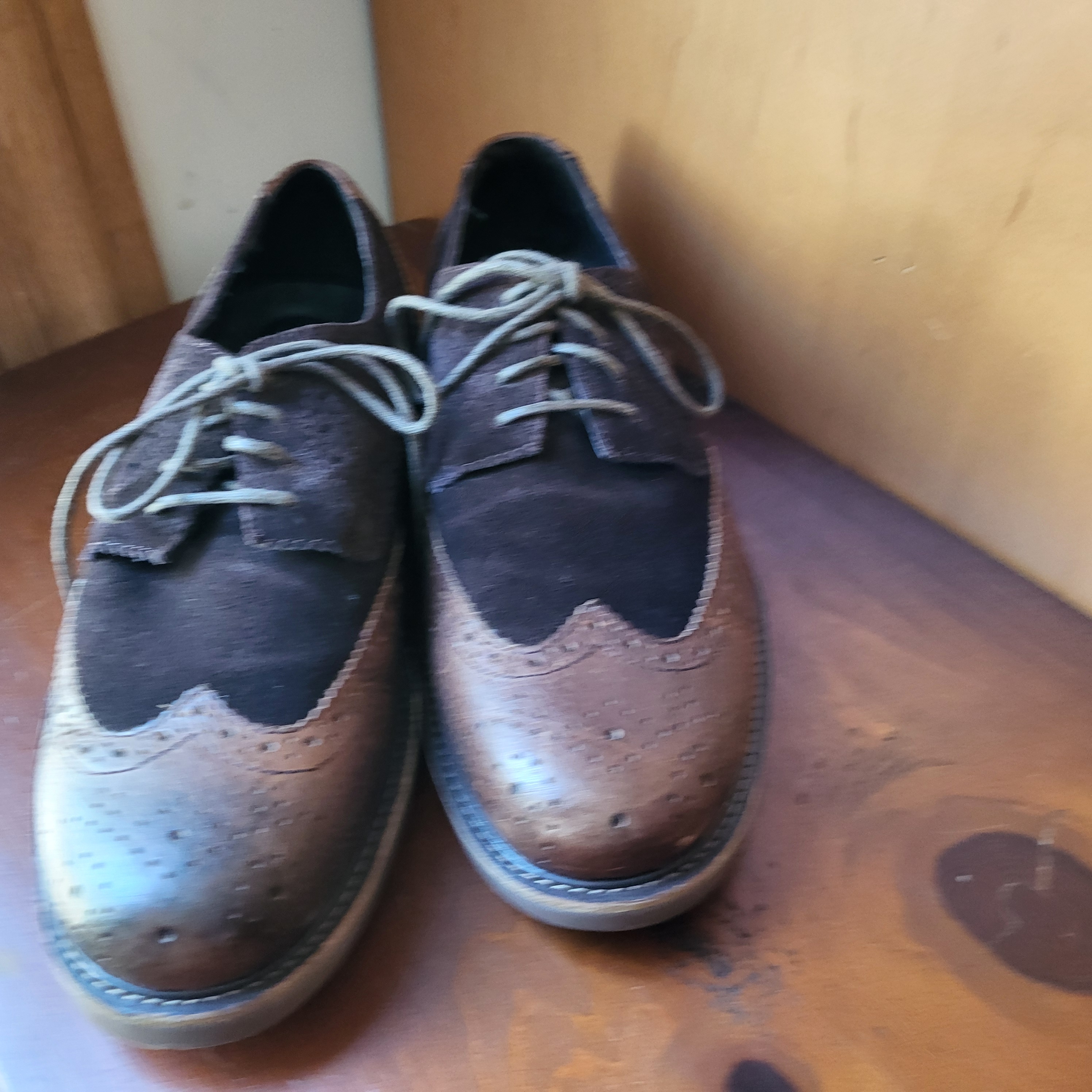 Lands End Brown And Black Wingtip Oxford Shoes